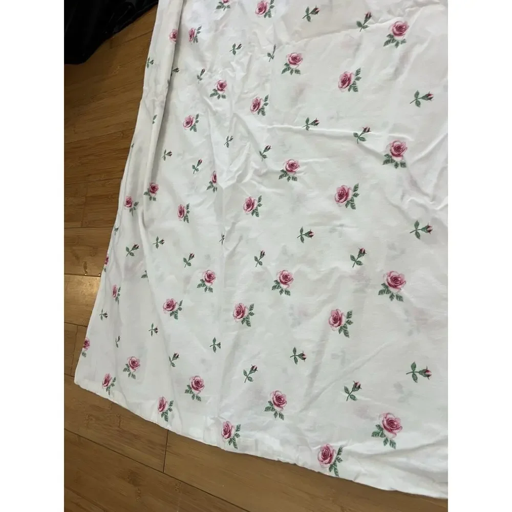 IKEA EMELINA KNOPP Full Size Duvet Cover pretty pink roses on white background